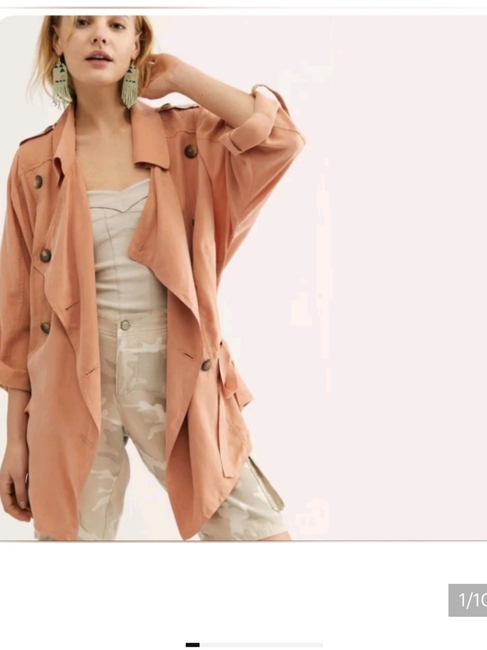 Free People The Lea Jacket Double Breasted Women's cupro lightweight pink